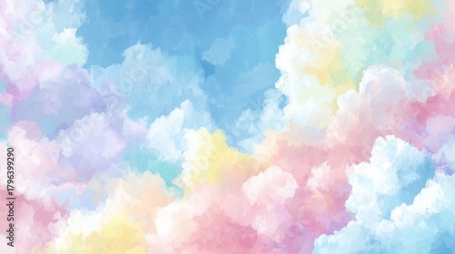 Dreamy Pastel Watercolor Clouds Background