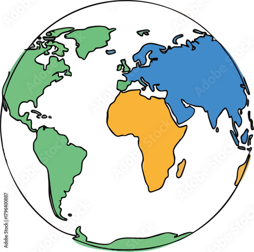 World Continents Illustration A Colorful Depiction of Earths Landmasses.