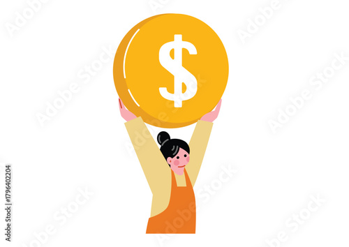 ドルを持つ女性