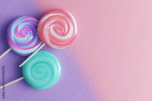 Colorful Swirl Lollipops on Gradient Pastel Backgrounds