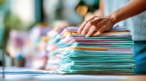 Organizing office documents workplace photography indoor close-up efficient management techniques