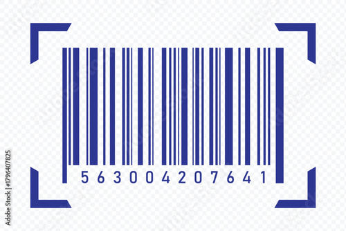 Barcode icon. Barcode Icon with Long Numerical Sequence.  Universal code for scanning a product or item. eps 10
