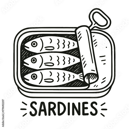 Vintage Hand Drawn Canned Sardines Vector Sketch
