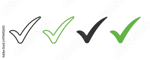 Checkmark icon. Check mark icon set. Check marks for agreement, vote, confirmation, choise. Vector illustration