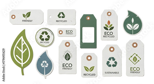 Ecofriendly stickers with recycling themes