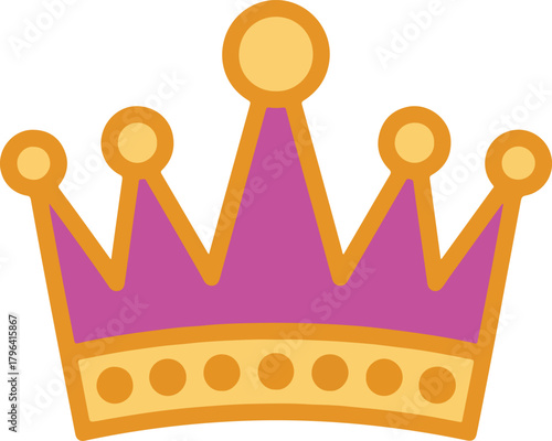 Golden vector crown with purple interior and circular adornments symbolizing royalty and success