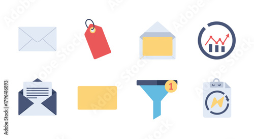 Email Marketing and Sales Funnel Icons for Business Growth and Lead Generation Strategies