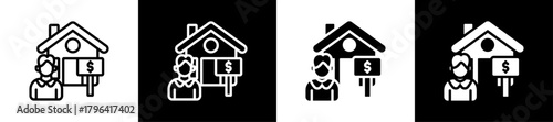 Landlord Line And Glyph Icon In White And Black Background