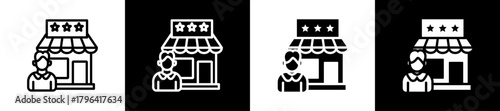 Franchise Owner Line And Glyph Icon In White And Black Background