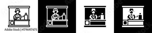 Club Owner Line And Glyph Icon In White And Black Background