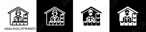 Logistics Company Owner Line And Glyph Icon In White And Black Background