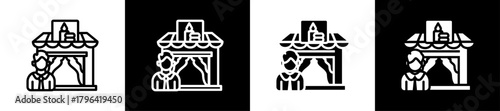 Spa Owner Line And Glyph Icon In White And Black Background