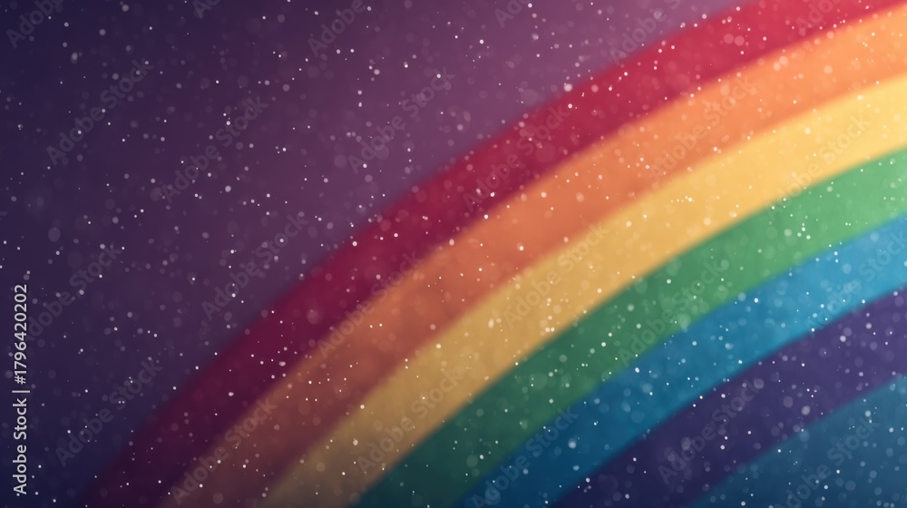 Naklejka premium Captivating rainbow arching over a dreamy landscape colorful spectrum enchanting ambiance serene viewpoint