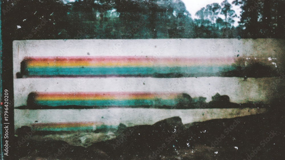 Naklejka premium Colorful rainbow patterns on concrete nature setting photography serene environment artistic perspective