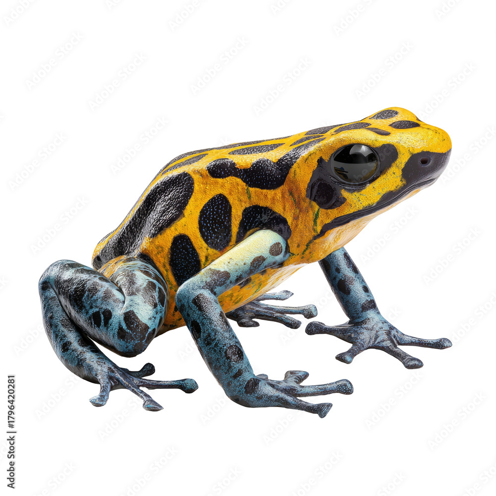 Obraz premium Photorealistic Studio Cutout of a Poison Dart Frog Full Body on Transparent Background
