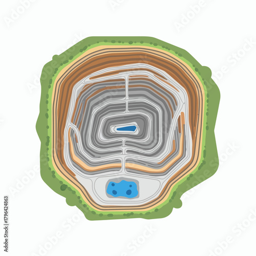 Aerial View of OpenPit Mining Operation with Water Pools.