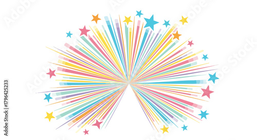 Abstract Background Vector Illustration Colorful Radial Burst Stars Modern Festive Playful Design