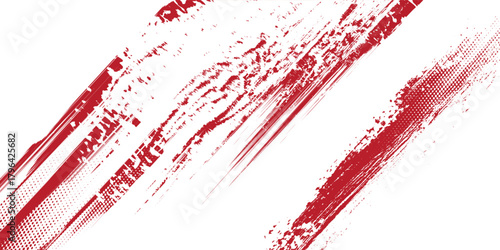 Straight red ink vector lines pack. Bloody color long and round hand-drawn brushstroke text highlights, frames, circles. Asian calligraphy brushstroke set.