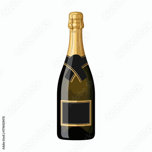 Elegant Champagne Bottle Isolated on White Background.