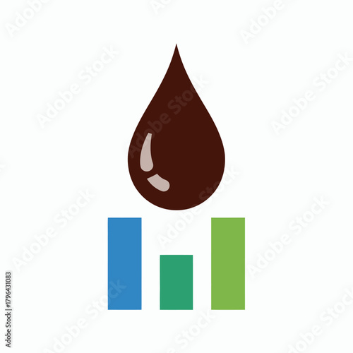 Oil Drop and Bar Chart Icon Representing Energy Market Trends.