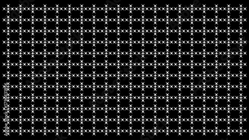 Seamless Geometric Star or Plus Sign Pattern Monochrome Abstract Tiling on Black Background