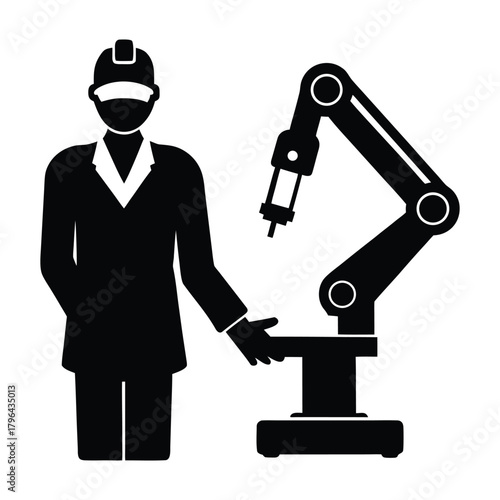 Surgeon Operating Robotic Arms Silhouette