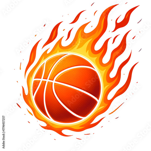 Basketball on Fire Dynamic Sports Illustration of a Flaming Basketball for Game Day