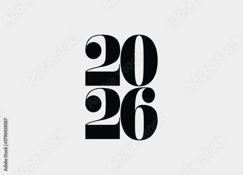 Elegant Minimalist Design Featuring the Numerals 2026 in Bold Typography on Soft Gray Backdrop