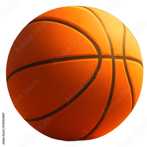 A Realistic 3D Render of a Textured Orange Basketball with Black Lines on a White Background