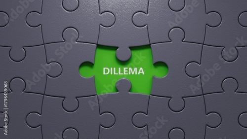 Photos puzzle pieces with missing pieces with text dillema