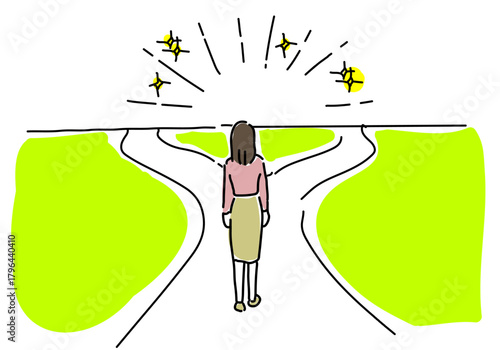 未来への選択の岐路に立つ女性