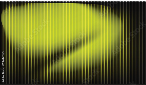 Emerald vertical distortion lines forming over navy curved frame, gradient glowing rectangle, futuristic abstract layout with strong geometric symmetry.