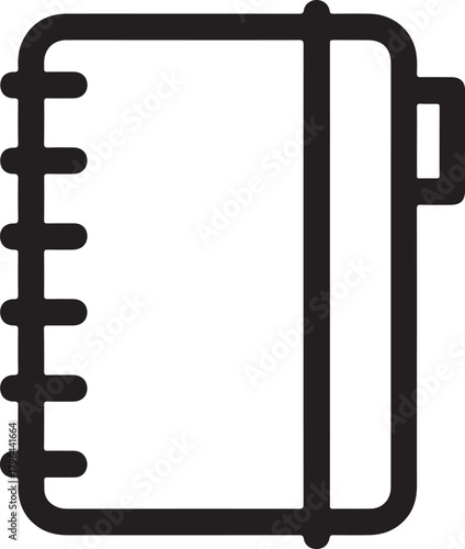 Outline vector icon of a spiral-bound notebook or diary with a small index tab, useful for educational and organizational purposes.