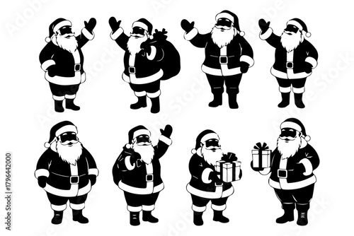santa different poses silhouette pack ready to christmas