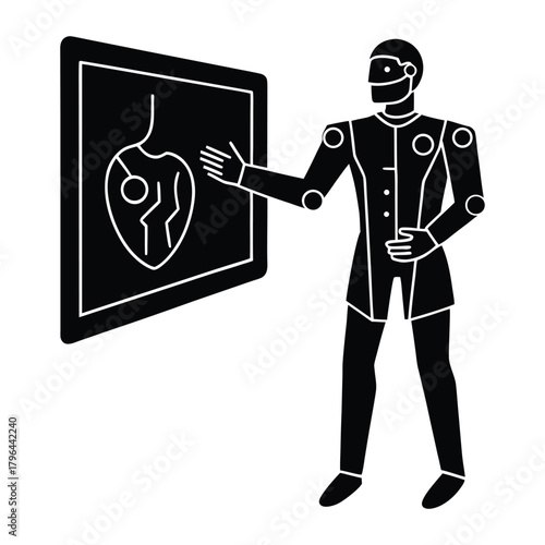 AI Assisted Doctor Silhouette with Virtual Interface