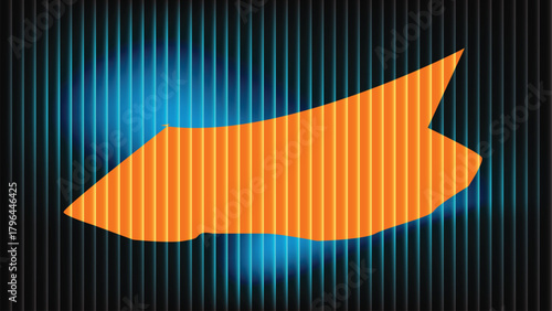 Geometric abstract visual with green vertical stripes, navy orbit-like ring, glowing center gradient, layered symmetry, and futuristic dimensional distortion.