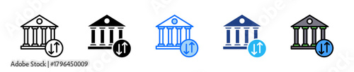 Bank Transfer Icon Set Multiple Style Collection