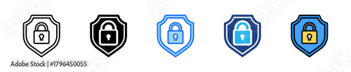 Secure Shield Icon Set Multiple Style Collection