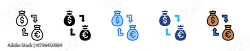 Currency Exchange Icon Set Multiple Style Collection