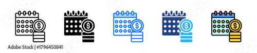 Payment Schedule Icon Set Multiple Style Collection