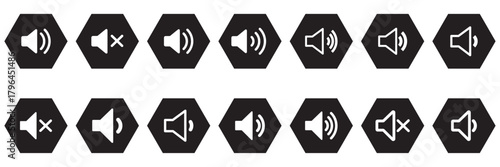 Speaker volume icon set collection. Mute Speaker Icon. Sound level sign symbol