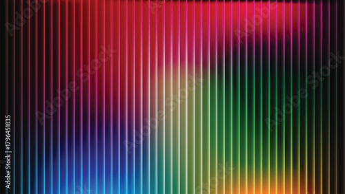 Futuristic abstract composition with green stripe patterns, deep navy ring border, central glowing shape, geometric symmetry, and layered gradient visual movement.