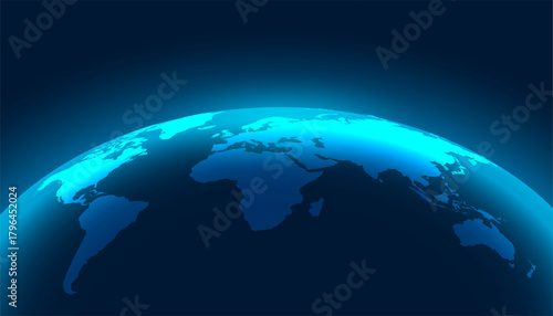 worldwide 3d globe map with neon effect vector design