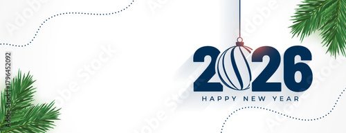 2026 new year wishes banner with pine leaves