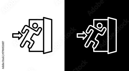 Emergency Evacuation With Icon Set Design	