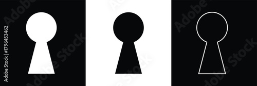 Black keyhole on white background. Mysterious door lock. Vector illustration .EPS 10 .