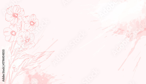 spring season line art floral deign abstract banner