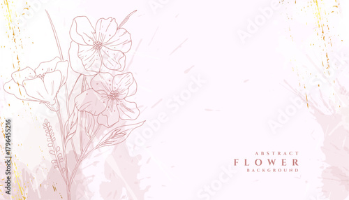 abstract art botanical flower pink background design