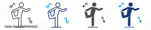 aerobics  icon set multiple style