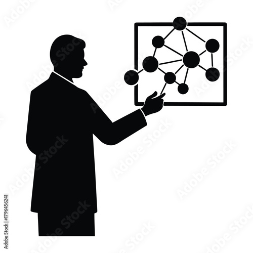 Scientist Analyzing Molecular Structure Silhouette